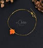 Orange Maple Leaf Opal Bracelet With 925 Sterling Silver Chain - Image 6