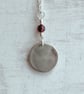 Hand made sterling silver pendant with  sambuca plus a garnet bead. - Image 5