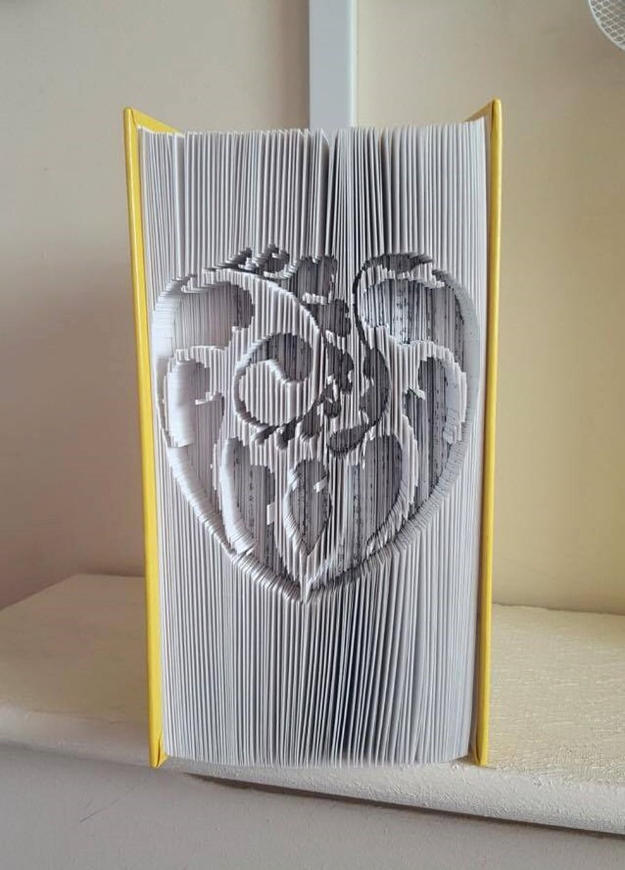 Fancy Heart CUT & Fold Book Folding Pattern - EMAILED PDF PATTERN