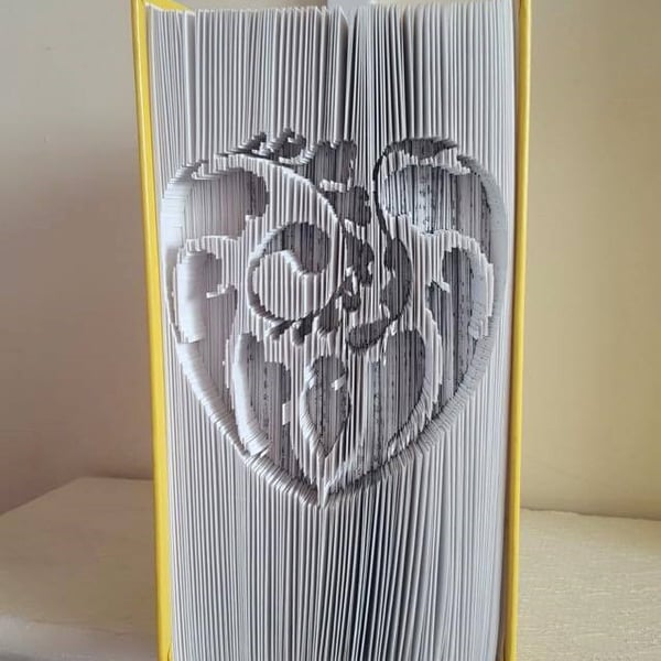 Fancy Heart CUT & Fold Book Folding Pattern - EMAILED PDF PATTERN
