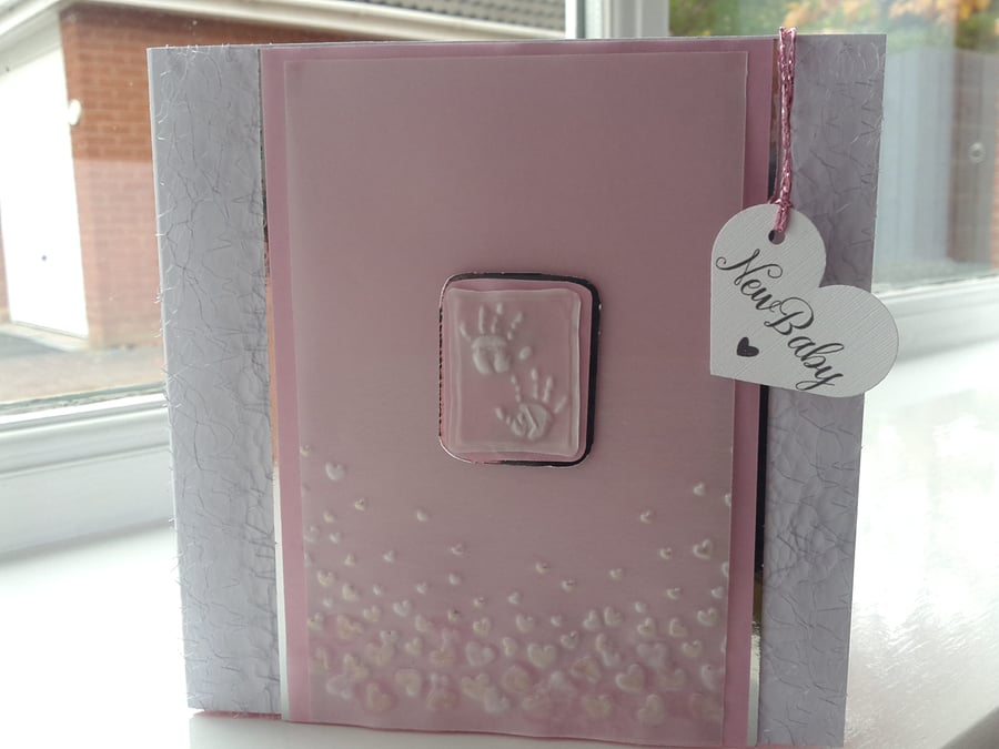 Tiny hands new baby girl card
