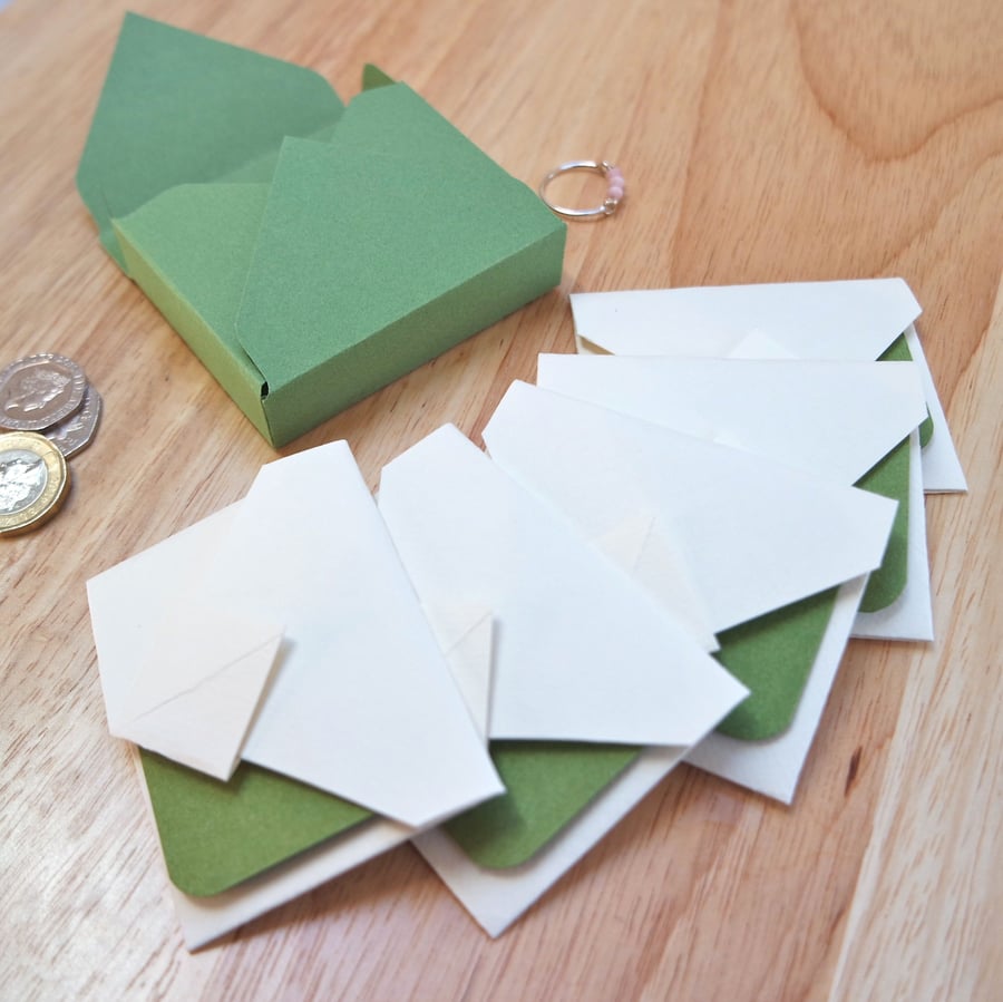 Mini Origami Envelope 5er Set - green sage