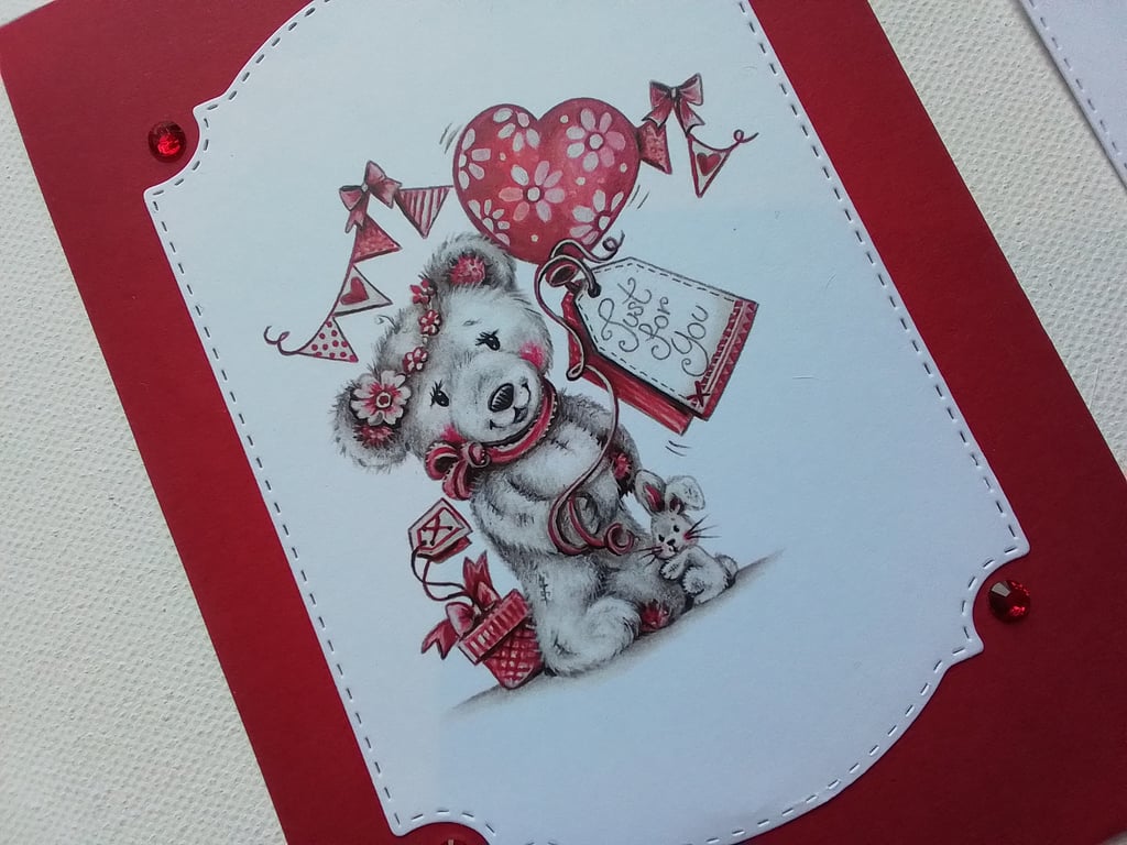 Card and gift tag set. Valentine. Birthday. Ref 391