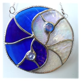 Yin Yang Suncatcher Stained Glass Handmade Blue