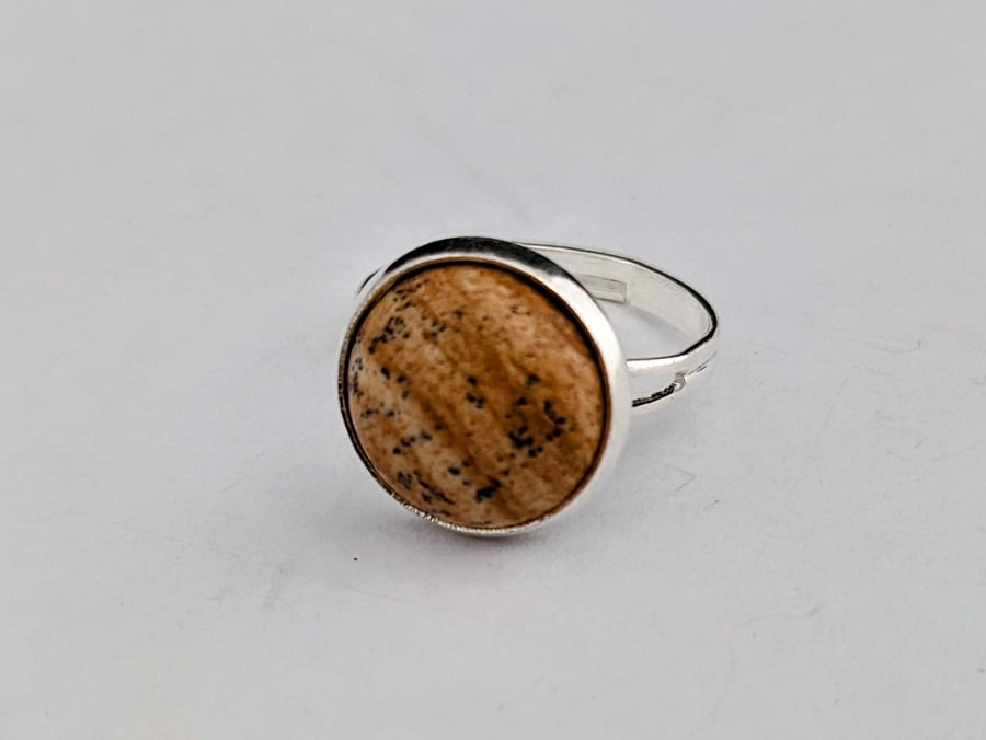 Picasso jasper ring, adjustable