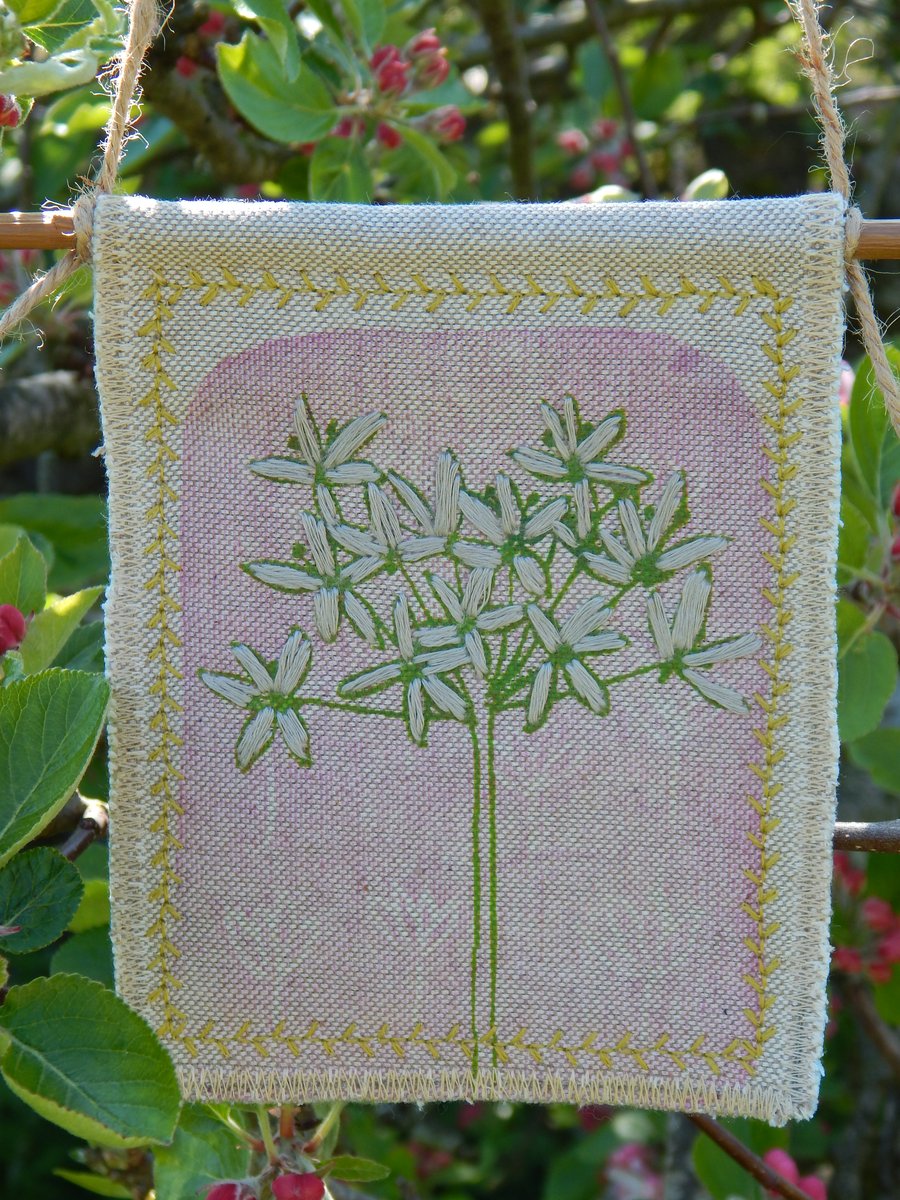 Pink Wild Garlic  - Screen Printed Hanger 
