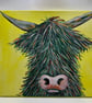 Colourful highland cow original in acrylics 