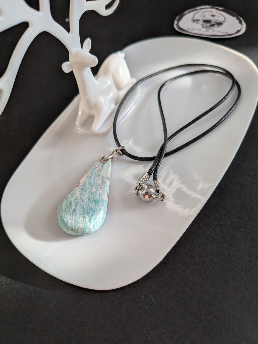 Handcrafted Stone Pendant with 44cm Rope Necklace - Folksy