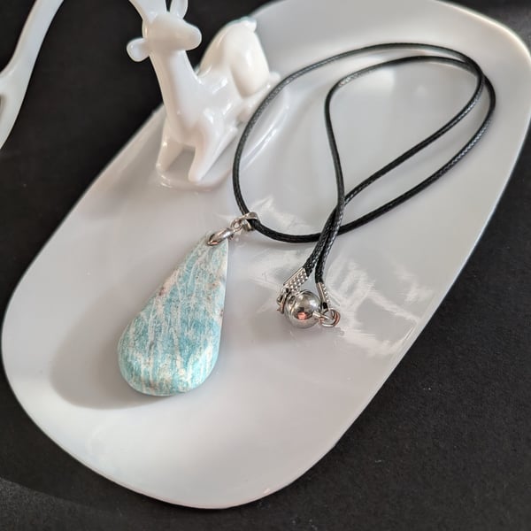 Handcrafted Stone Pendant with 44cm Rope Necklace - Folksy