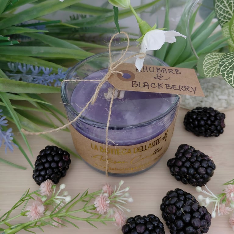 Rhubarb and Blackberry Soy Wax Candle Handmade Scented Gift Jar