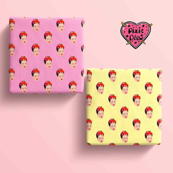 Frida Gift wrap in pink or yellow