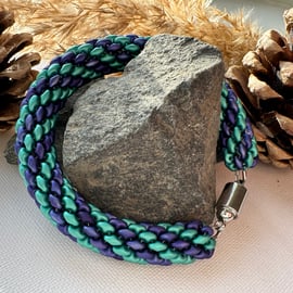 Rope Bracelet - Satin Teal & Purple Twist