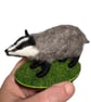 Mini needle felted badger sculpture