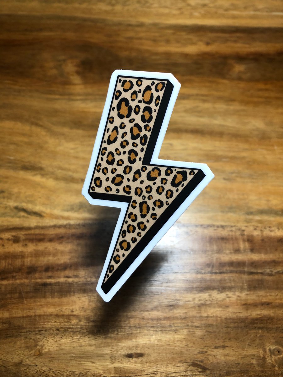 Leopard Print Lightening Bolt Vinyl Sticker