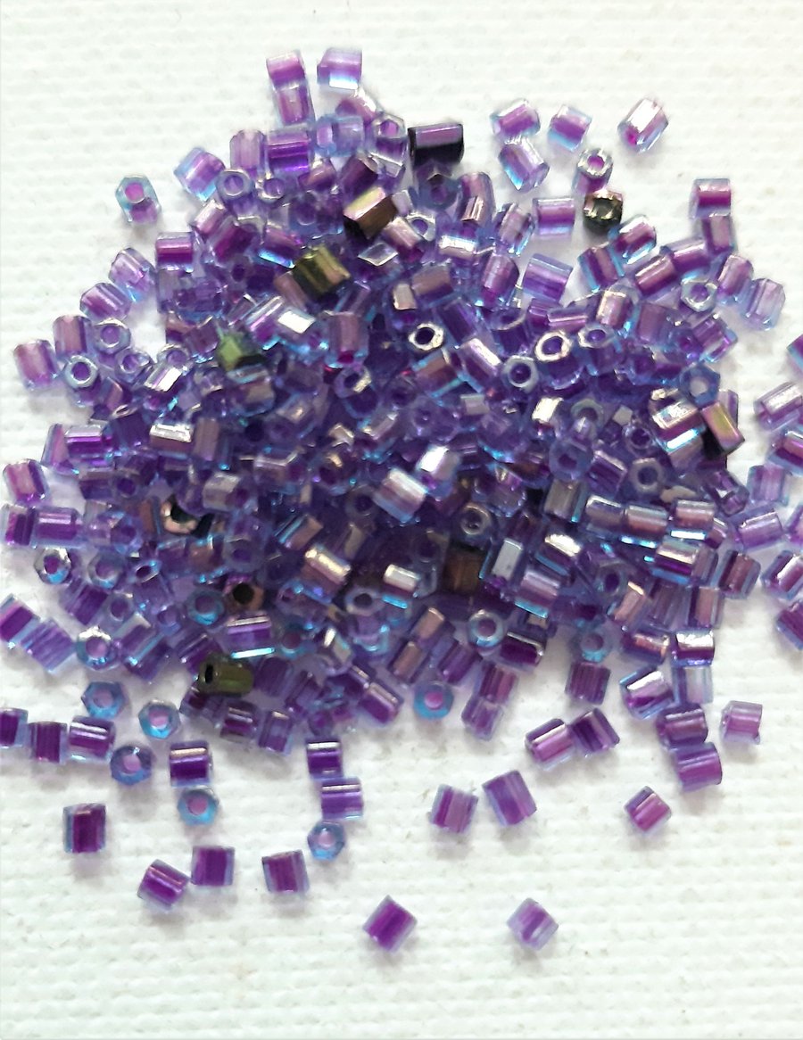 Purple Hexagon beads, size 11, small beads for jewellery making and crafts