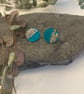 Stud earrings in teal and gold - Image 1