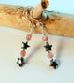 Pink Tourmaline & Hematite Star Earrings, October Birthday, Libra Jewellery Gift - Image 3