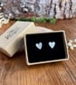Silver Tree Bark Heart Stud Earrings - Image 6