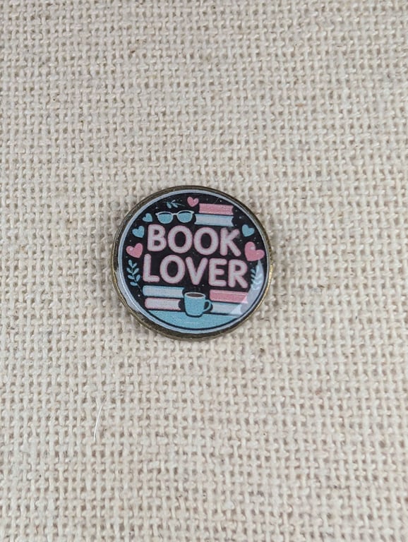 Book Lover - Book Design - Book Lover Pin - Large Resin Topped Pin Badge