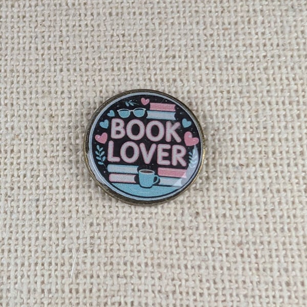 Book Lover - Book Design - Book Lover Pin - Large Resin Topped Pin Badge