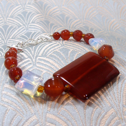 Carnelian Bracelet, Beaded Gemstone Bracelet, Handmade Bracelet C4