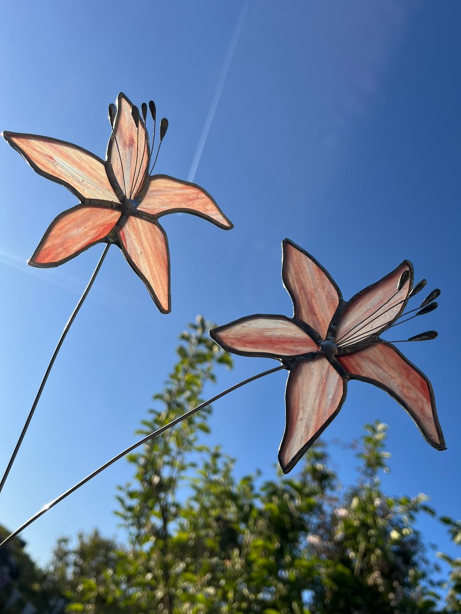 Lily stained glass flower stem