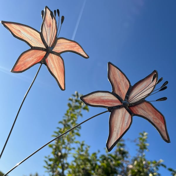 Lily stained glass flower stem