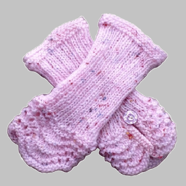 HAND KNIT Ladies Feather and Fan Wrist Warmers