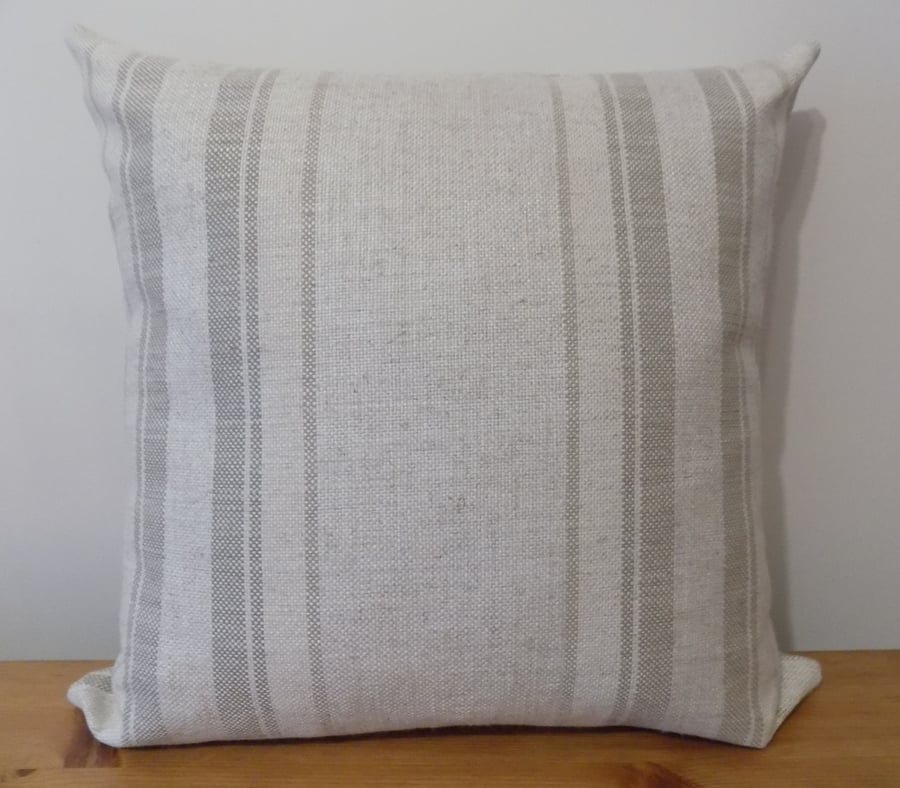Laura Ashley Cushion Cover Beige Stripe Throw Pillow Cotton Linen Fabric 16" 18"
