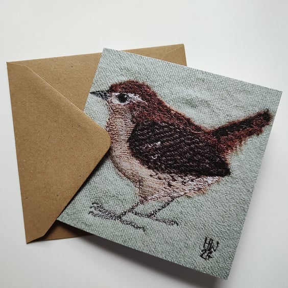 Fluffy Wren Portrait Greetings Card