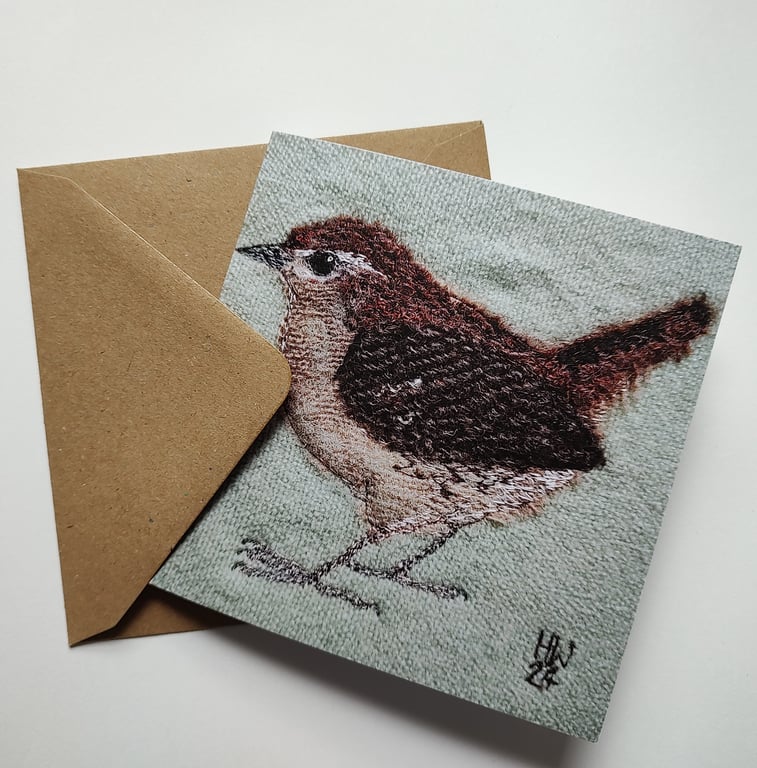 Fluffy Wren Portrait Greetings Card
