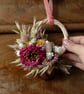 Mini pink dahlia dried flower gift wreath - Image 2