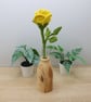 macrame yellow rose bud, single stem rose flower decoration - Image 5