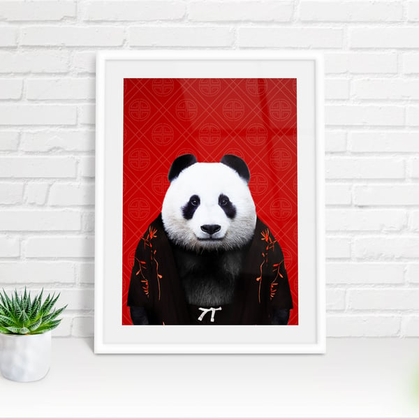 Panda in clothes print: Red (Animalyser)