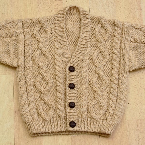 aran style babies,toddlers handknitted cardigan