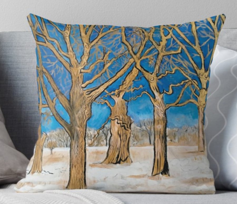 Throw Cushion Featuring The Painting ‘Sanctuary Under The Ancient Oak Trees’