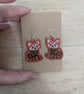 Red Panda earrings, machine embroidered gift for women girls, present jewellery  - Image 5