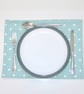Placemat Polka Dots Duck Egg and White Polka Dot Table Setting 16"x12" - Image 3