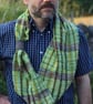Unisex cowl woven in greens and purple hand dyed yarn with mushroom embroidery - Image 5