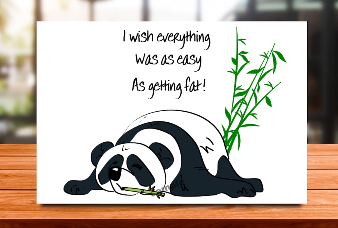 Funny Panda Greeting Card, Diet Fun, Brother, Bestie, Dad, Mum, Sister Boyfriend