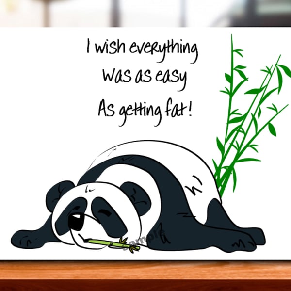 Funny Panda Greeting Card, Diet Fun, Brother, Bestie, Dad, Mum, Sister Boyfriend