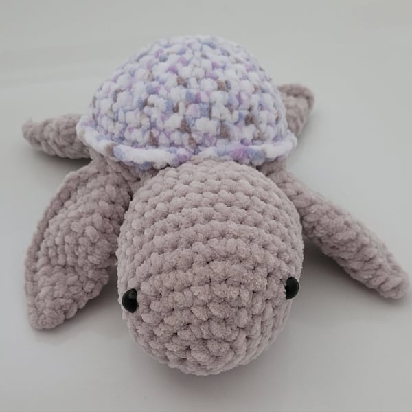 Crocheted sea turtle pink, purple,white,brown