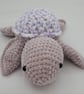 Crocheted sea turtle pink, purple,white,brown
