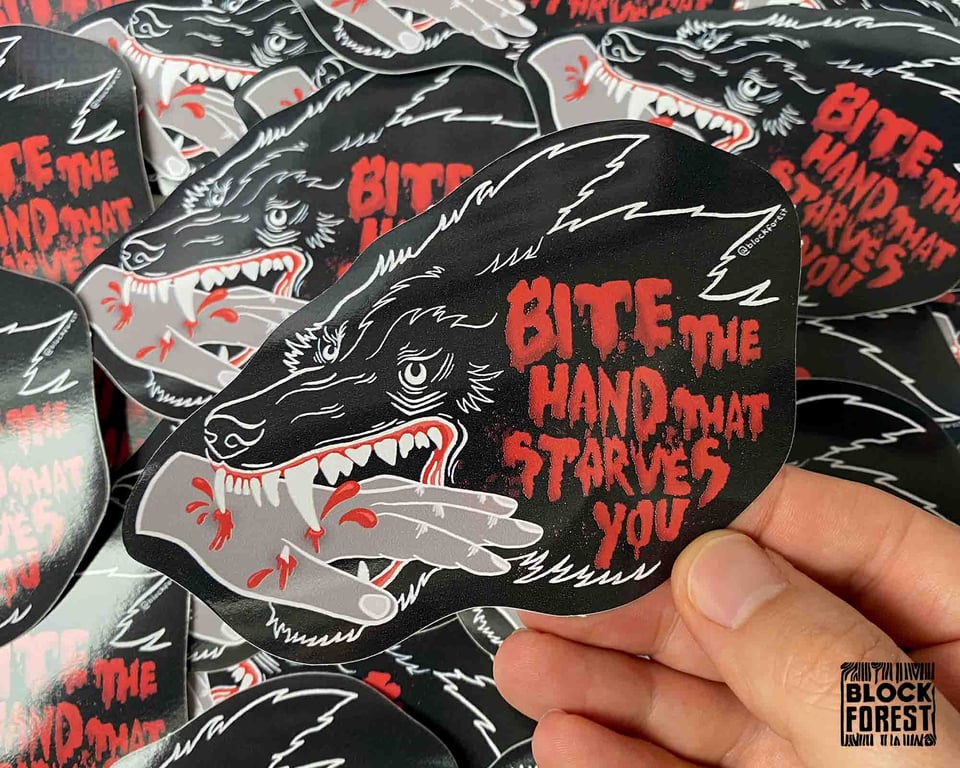 Bite the Hand Sticker - Punk Wolf Decoration