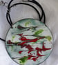 pendant on thong - scrolled green and red on white - Image 2