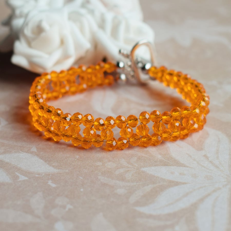 Tangerine Orange Beaded Bracelet