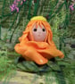 Tiny Blossom Gnome 'Marigold' flower tableau OOAK Sculpt by Ann Galvin