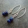 sterling silver earrings, lapis lazuli gemstones