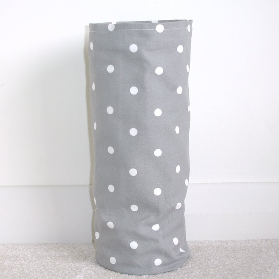 Toilet Roll Holder 2 Loo Roll Storage Basket Grey Polka Dot Spots