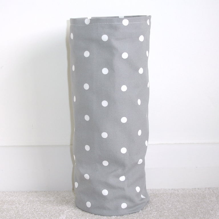 Toilet Roll Holder 2 Loo Roll Storage Basket Grey Polka Dot Spots